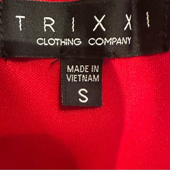NWT Trixxi Printed Red Ruffled Fit & Flare Dress, Size S, MSRP $59 - Picture 7 of 9